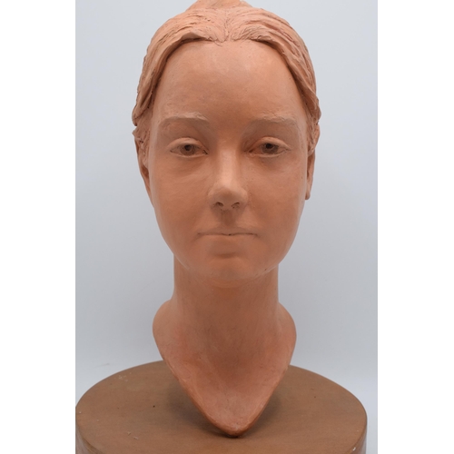 321 - Angela Munslow fine quality mounted bust of a lady on a circular base. Artist's monogram to reverse ... 