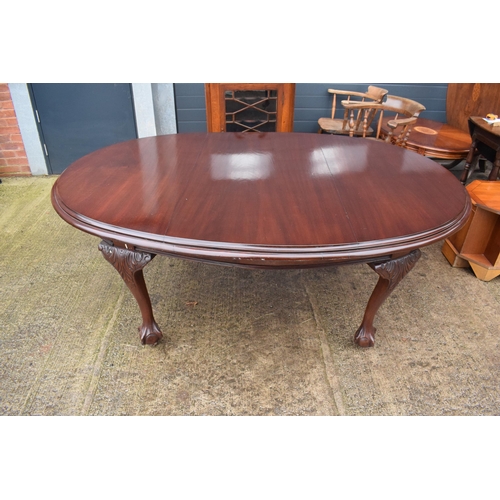 335 - Early 20th century Chippendale style mahogany dining / library table with ball and claw feet. 190 x ... 