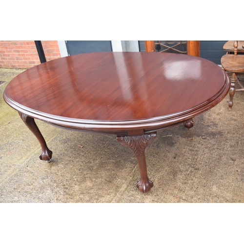 335 - Early 20th century Chippendale style mahogany dining / library table with ball and claw feet. 190 x ... 