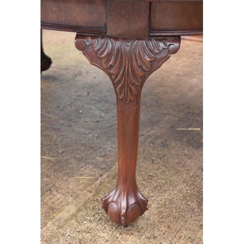 335 - Early 20th century Chippendale style mahogany dining / library table with ball and claw feet. 190 x ... 