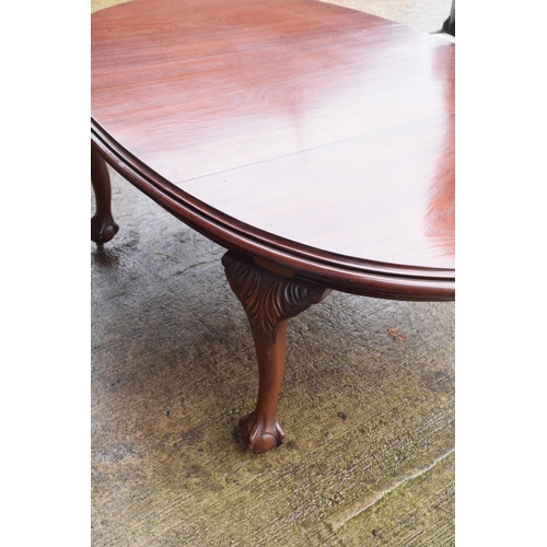 335 - Early 20th century Chippendale style mahogany dining / library table with ball and claw feet. 190 x ... 