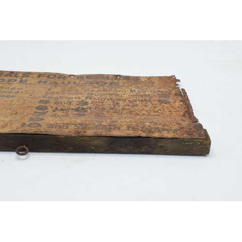 343 - A 20th century metal sign 'Signals For Endless Rope Haulage' mounted onto a wooden support. 34 x 21c... 