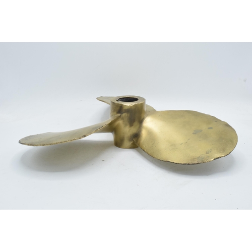 346 - A large and heavy brass three-blade propeller from a boat / ship. 35cm diameter.