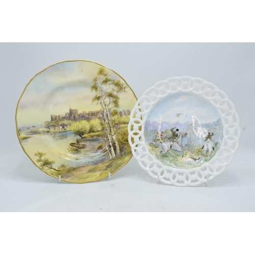 49 - A Royal Worcester cabinet plate decorated with scenes of Windsor Castle, signed by D Wilson, togethe... 