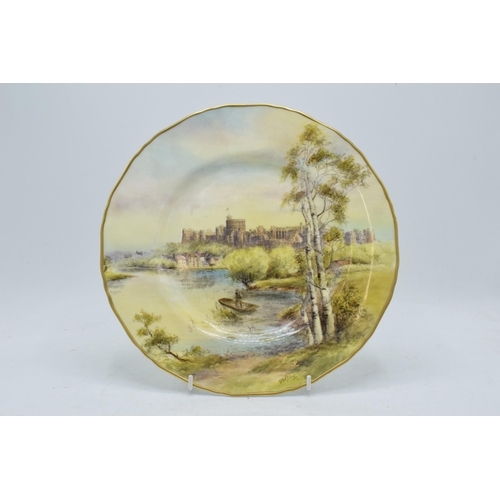 49 - A Royal Worcester cabinet plate decorated with scenes of Windsor Castle, signed by D Wilson, togethe... 