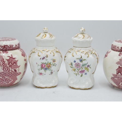 70 - A collection of pottery to include Minton Haddon Hall ginger jars together with a pair of Masons iro... 