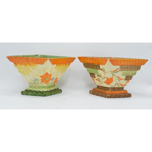 83 - A pair of Myott Son and Co Art Deco diamond planters / flower bowls both with floral decoration (2).... 