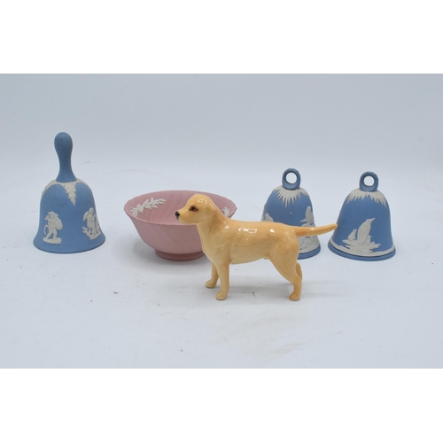 87 - A collection of Wedgwood Jasperware to include a pink bowl and blue examples together with a Beswick... 