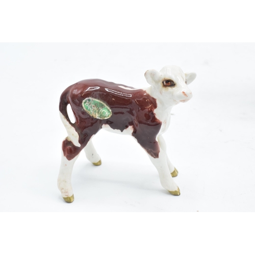 160D - Beswick Hereford Calf 1406B together with Ayshire Cow Ch Ickham Bessie 1350 af (2). In good conditio... 