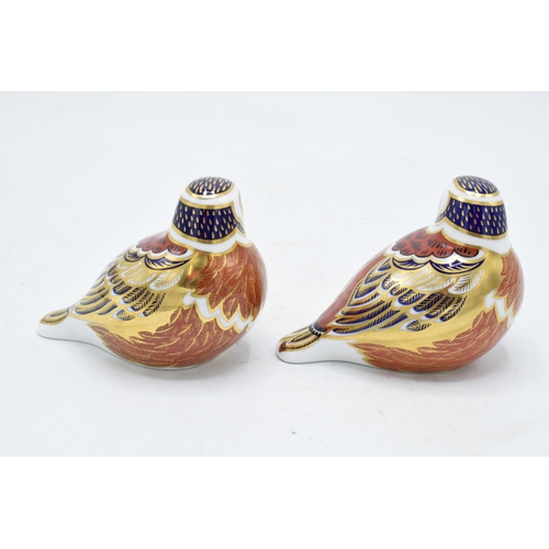 168 - A pair of Royal Crown Derby paperweights in the form of Chaffinches. First quality with stoppers. In... 