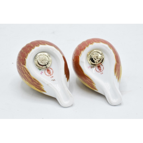 168 - A pair of Royal Crown Derby paperweights in the form of Chaffinches. First quality with stoppers. In... 