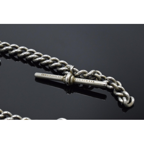 181 - Albo Silver Albert watch chain with hallmarked silver fob. 39.3 grams. 33cm long.