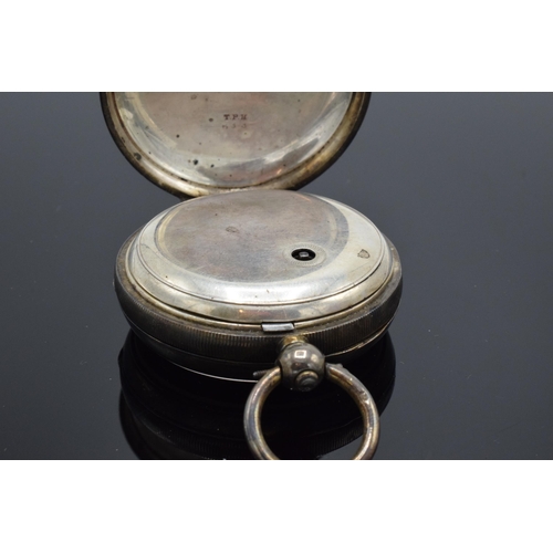 189 - Silver pocket watch with a key. Lancashire Watch Co Ltd. Prescot. Chester 1893.