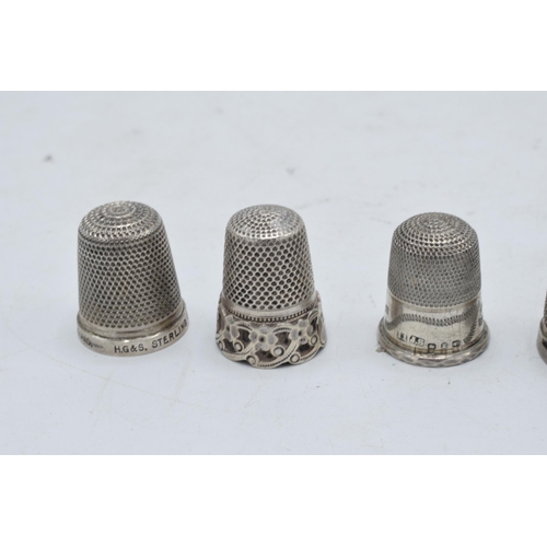 209 - A collection of 5 silver thimbles to include 3 hallmarked, 1 sterling and 1 tested as silver (5). 18... 