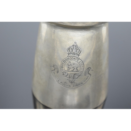 212 - A silver armorial measure with 'Royal Bucks King's Own 3rd Batt. Oxfordshire Lt Infantry'. 164.9 gra... 