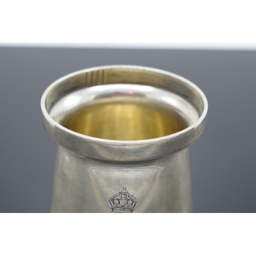 212 - A silver armorial measure with 'Royal Bucks King's Own 3rd Batt. Oxfordshire Lt Infantry'. 164.9 gra... 