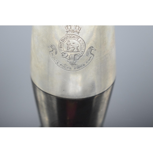 212 - A silver armorial measure with 'Royal Bucks King's Own 3rd Batt. Oxfordshire Lt Infantry'. 164.9 gra... 