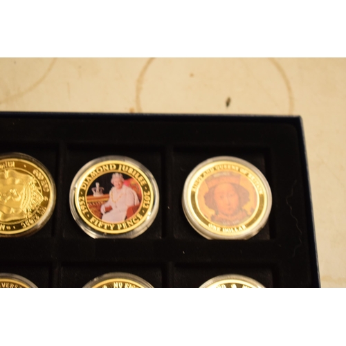 257 - A boxed collection of commemorative coins to include 1952-2012 Diamond Jubilee 50 Pence coin Elizabe... 