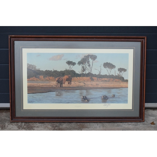 290 - A framed limited edition print 'Evening on the Galana' by Anthony Gibbs 665/1000. 103 x 67cm inc fra... 