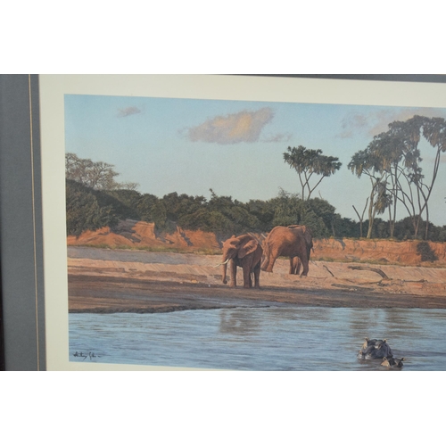 290 - A framed limited edition print 'Evening on the Galana' by Anthony Gibbs 665/1000. 103 x 67cm inc fra... 