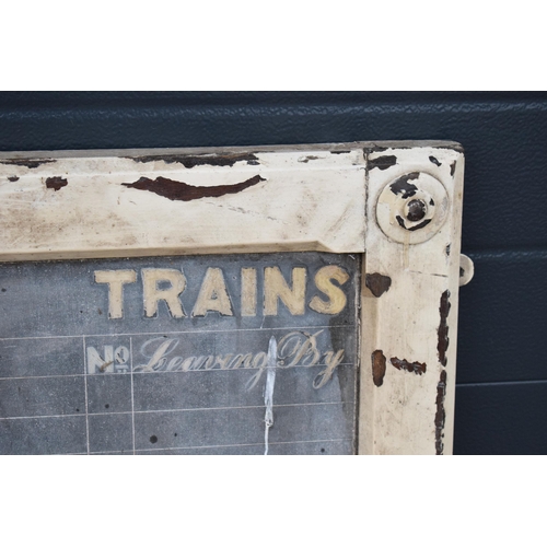 293 - Railwayana Interest: An interesting antique slate railway board / train station arrivals and departu... 