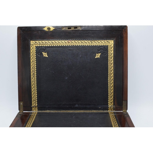 297 - A late Victorian / early Edwardian wooden brass bound writing slope with leather insets and brass es... 