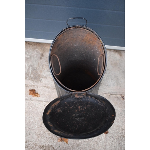 300 - Late 19th century tall metal coal scuttle with original liner. 52cm tall.