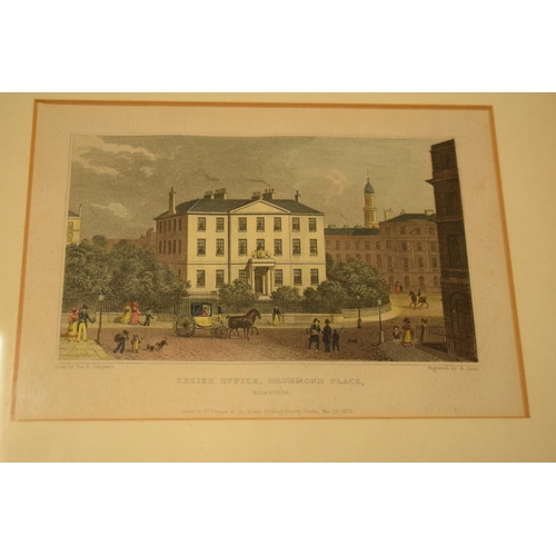 304 - A collection of framed engravings and prints to include Excise Office Drummond Place Edinburgh by Th... 