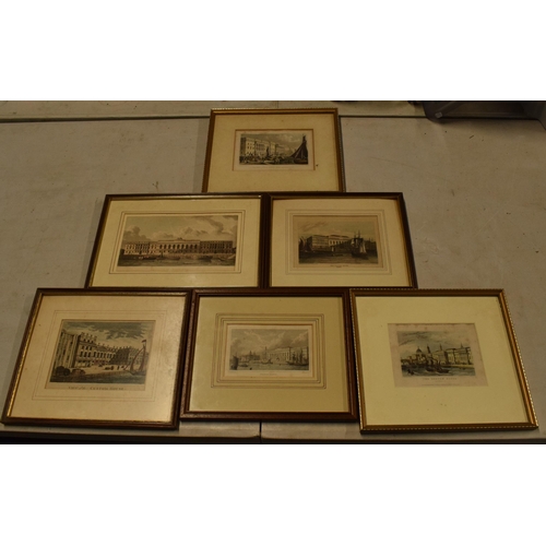 306 - A collection of engravings and prints to include Custom House by W Westall, The Custom House London ... 