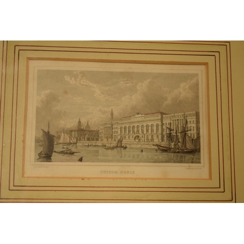 306 - A collection of engravings and prints to include Custom House by W Westall, The Custom House London ... 