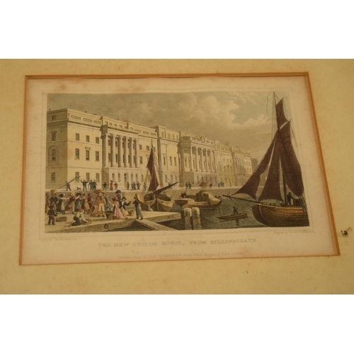 306 - A collection of engravings and prints to include Custom House by W Westall, The Custom House London ... 