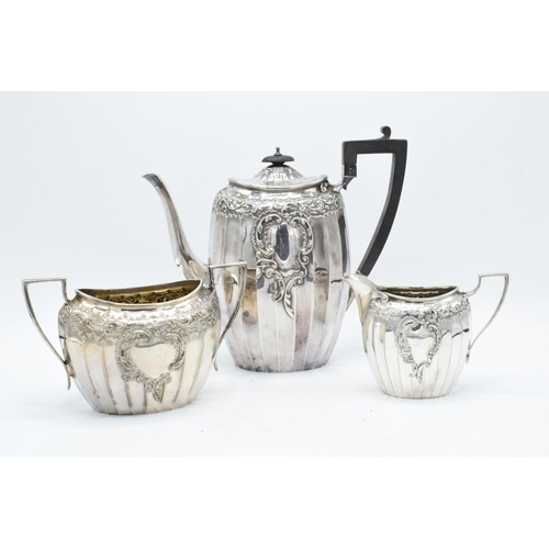 315 - Quality Victorian silver-plated 3-piece tea set to include coffee pot, milk and sugar (3).