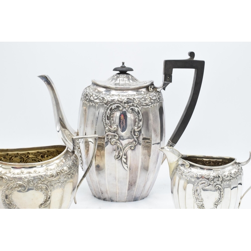 315 - Quality Victorian silver-plated 3-piece tea set to include coffee pot, milk and sugar (3).