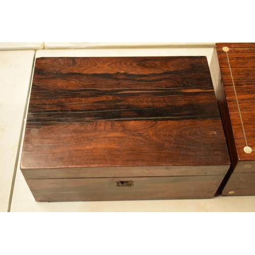 322 - A collection of 4 late 19th / early 20th century wooden jewellery boxes / caddies, some with Mother ... 