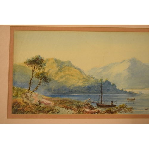 325 - A framed watercolour of a lake scene, believed to be continental, unsigned. 47 x 28cm inc frame.