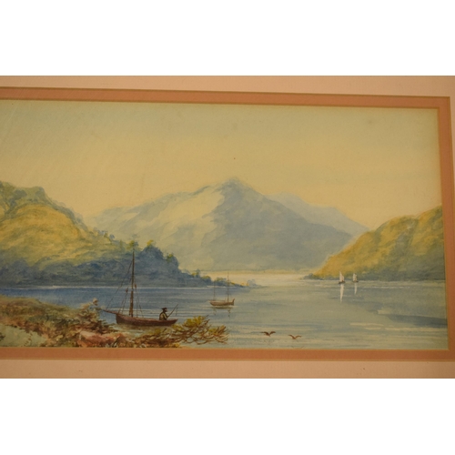 325 - A framed watercolour of a lake scene, believed to be continental, unsigned. 47 x 28cm inc frame.