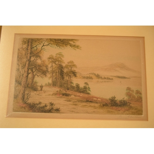 326 - A framed original etching of Loch Vennachar by Henry G Walker. 40 x 30cm inc frame.