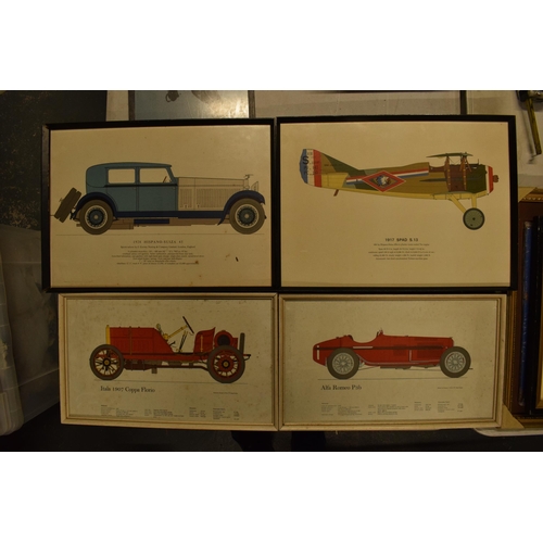 352 - A collection of prints to include the Alfa Romeo P3B and Itala 1907 Coppa Florio by George A Oliver,... 