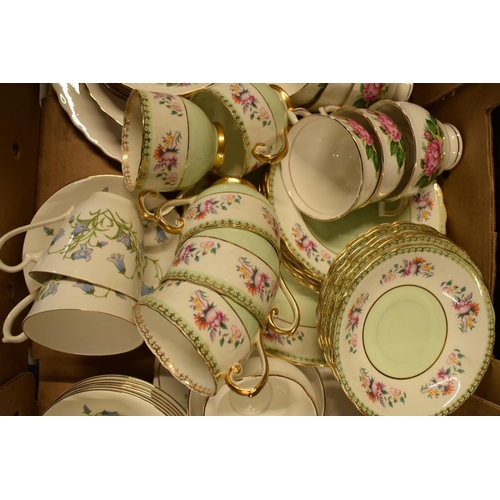 36 - A good collection of floral tea sets to include makers such as Colcough, Kent pottery and Royal Staf... 