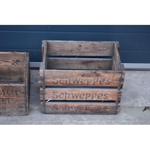 366 - A pair of vintage wooden advertising crates for Schweppes and John Bateson of Preston (2). Largest 4... 