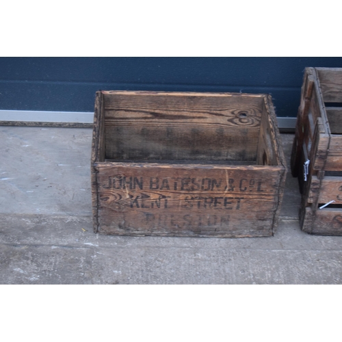 366 - A pair of vintage wooden advertising crates for Schweppes and John Bateson of Preston (2). Largest 4... 