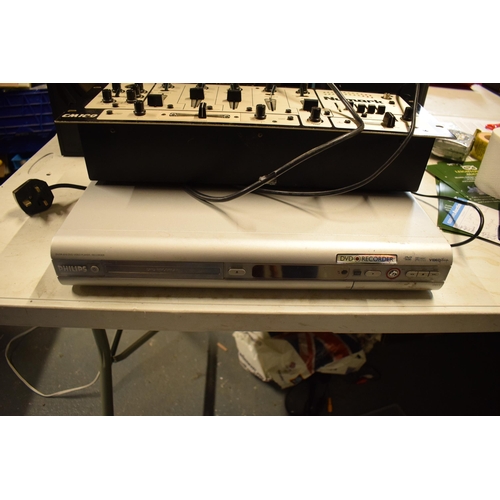 372 - A collection of Hi Fi and audio equipment and similar to include Numark CM100 mixing board, a pair o... 