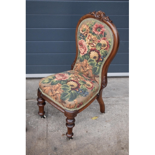 391 - A 19th century walnut carved piano stool with upholstered adjustable seat together with a matching c... 