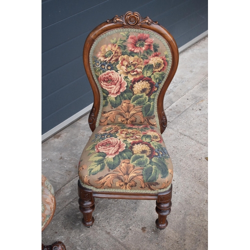 391 - A 19th century walnut carved piano stool with upholstered adjustable seat together with a matching c... 