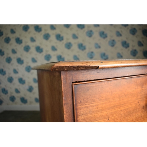 394 - Victorian wooden 2 over 4 chest of drawers with turned wooden handles. 106 x 52 x 122cm tall. In goo... 