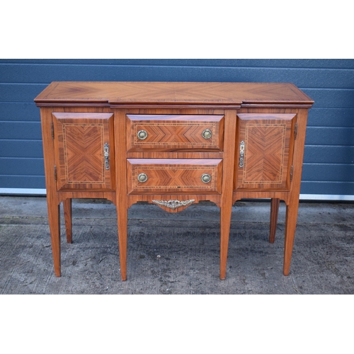 399 - Quality reproduction Louis XVI style sideboard with over and under drawers flanked by cabinets with ... 