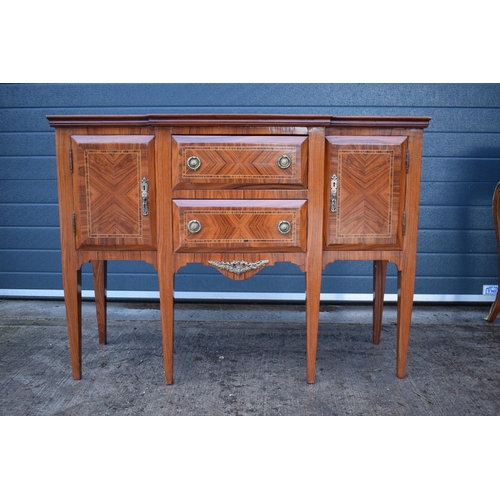 399 - Quality reproduction Louis XVI style sideboard with over and under drawers flanked by cabinets with ... 