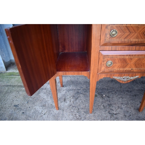 399 - Quality reproduction Louis XVI style sideboard with over and under drawers flanked by cabinets with ... 