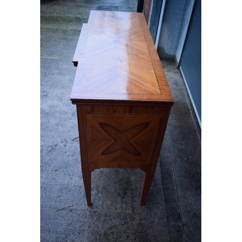 399 - Quality reproduction Louis XVI style sideboard with over and under drawers flanked by cabinets with ... 