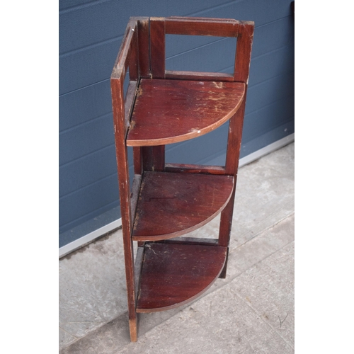 403 - A wooden free-standing corner display / shelving unit - ideal for antiques fairs and markets etc. 94... 